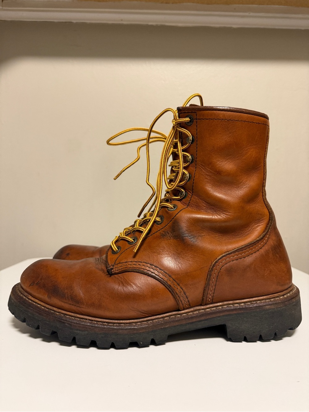 Red Wing 899 Brown Leather Round Toe Work Boots Vibram Men’s US 8.5 D EU 41.5